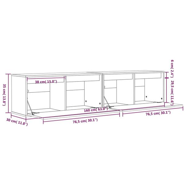 vidaXL Ντουλάπια Τοίχου 2 τεμ. 80 x 30 x 35 εκ. από Μασίφ Ξύλο Πεύκου