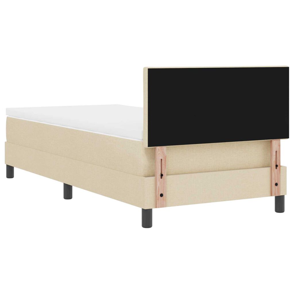 vidaXL Box Spring Bed με Στρώμα Κρέμα 90x200 εκ. Ύφασμα