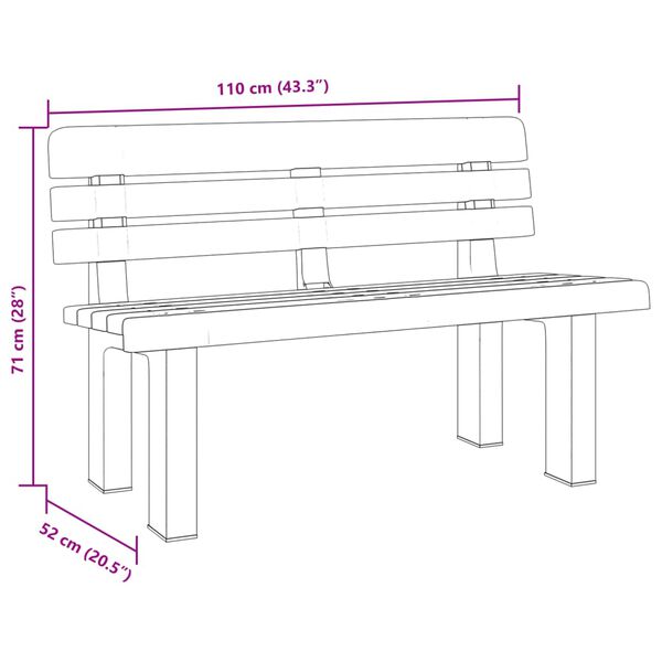 vidaXL Παγκάκι Κήπου Λευκό 110 x 52 x 71 εκ. από Πολυπροπυλένιο