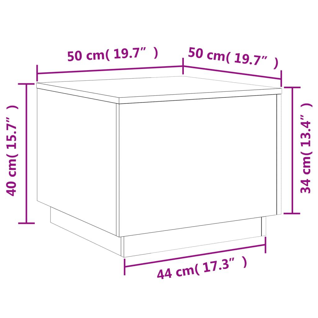 vidaXL Τραπεζάκι Σαλονιού με LED Λευκό 50 x 50 x 40 εκ.