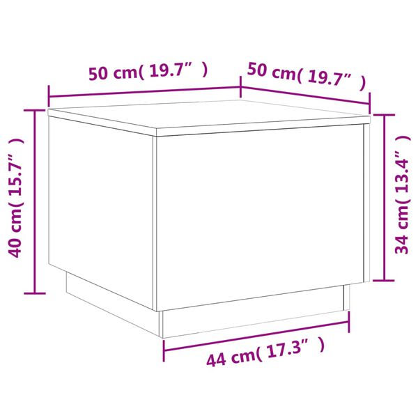 vidaXL Τραπεζάκι Σαλονιού με LED Λευκό 50 x 50 x 40 εκ.
