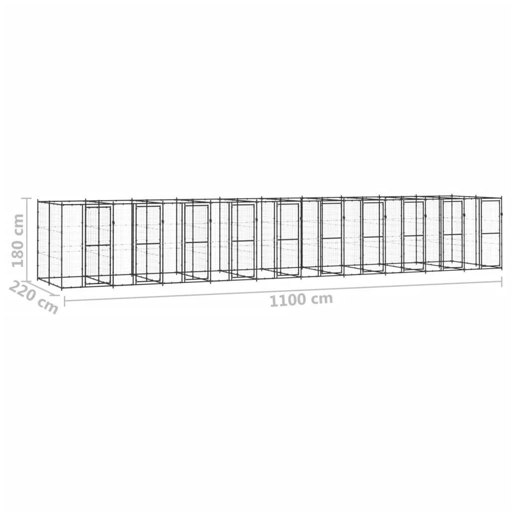 vidaXL Κλουβί Σκύλου Εξωτερικού Χώρου 24,2 μ² από Ατσάλι