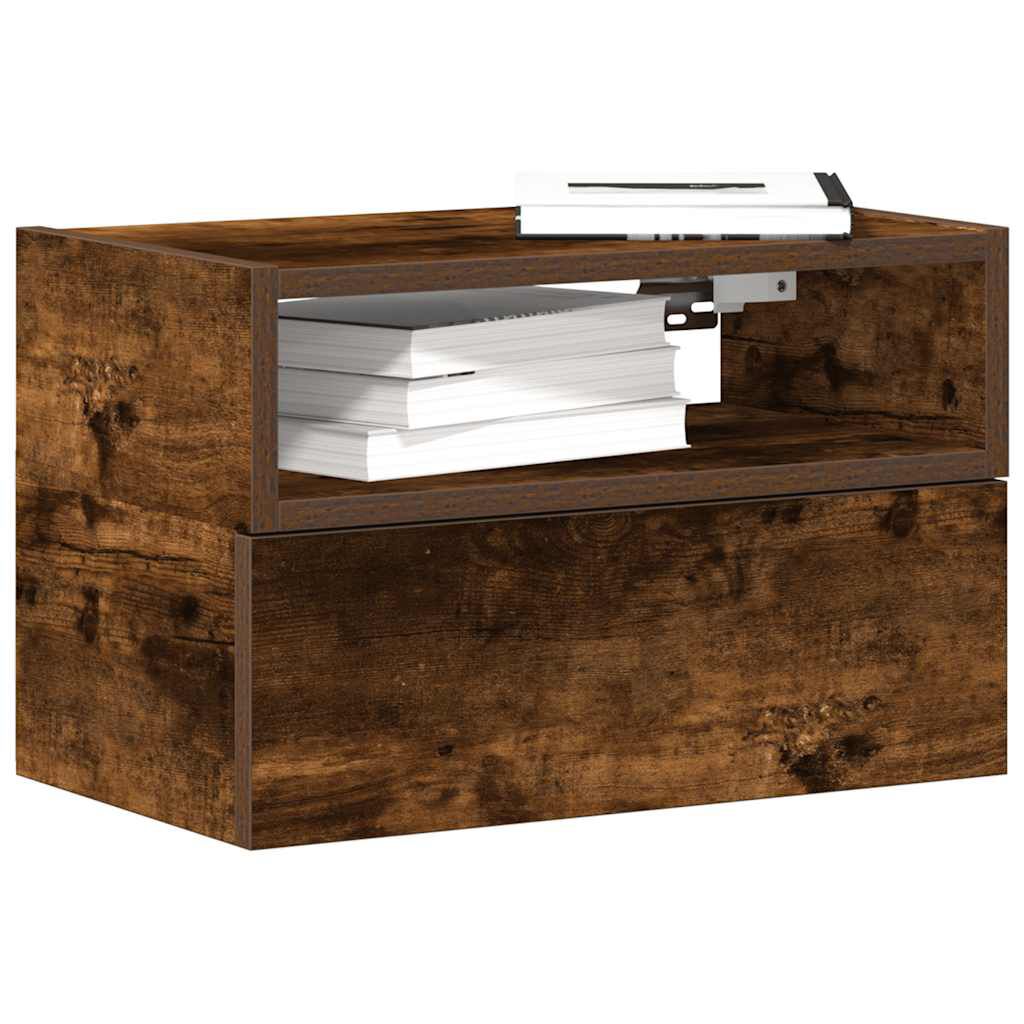 vidaXL Κομοδίνο Επιτοίχιο Καπνιστή Δρυς 45x26x28,5 εκ.