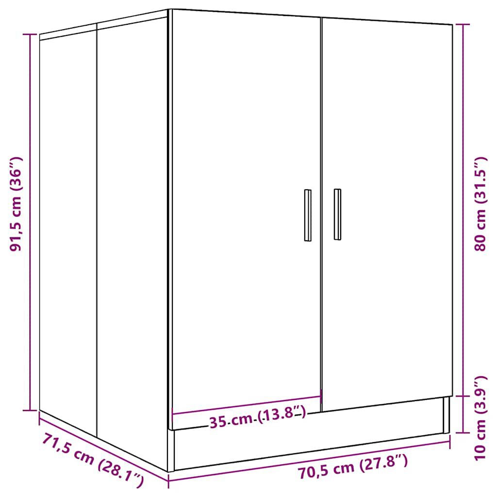 vidaXL Ντουλάπι Πλυντηρίου Λευκό 71 x 71,5 x 91,5 εκ.