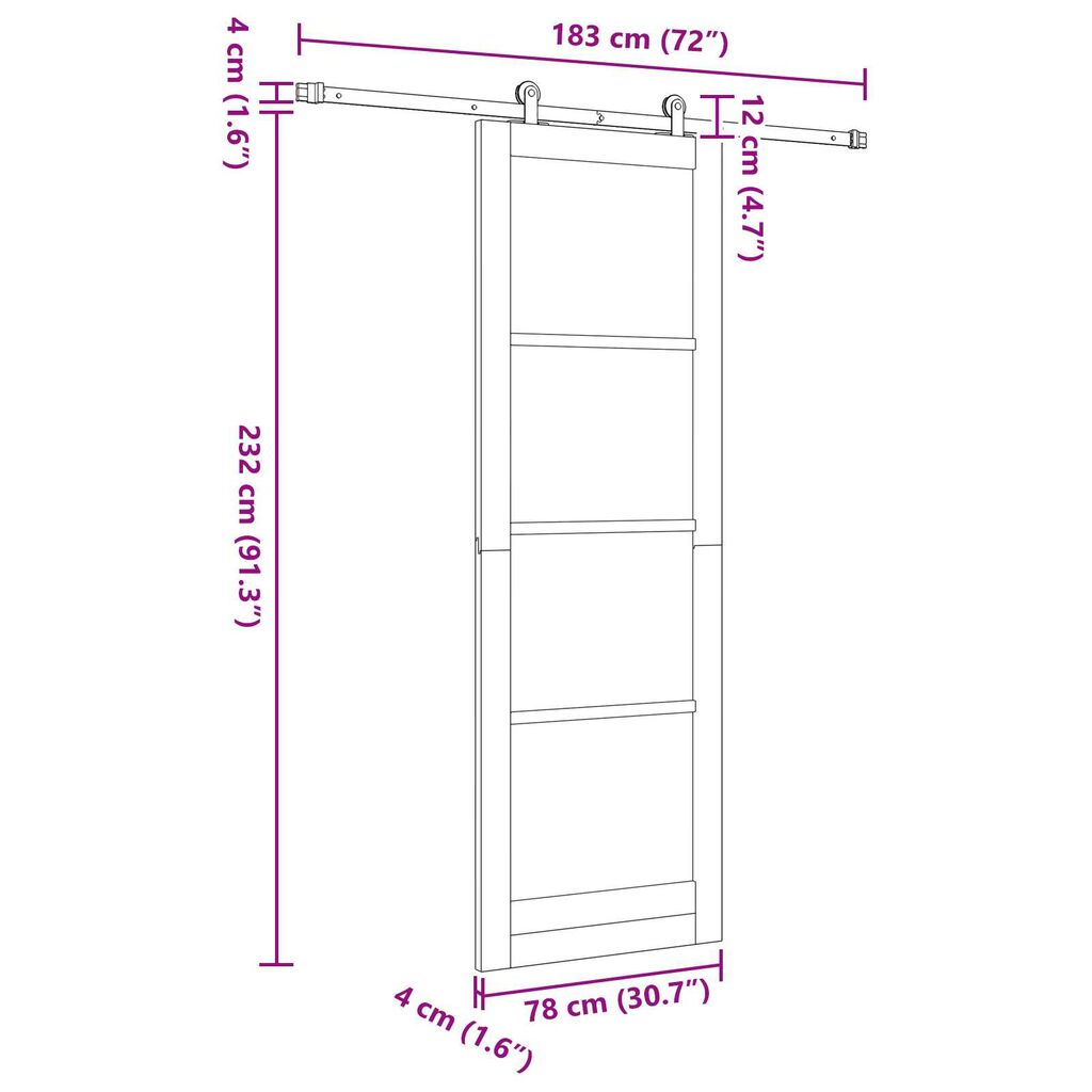 vidaXL Συρόμενη Πόρτα ORKDAL Καφέ 78 x 232 cm Ξύλο και μέταλλο