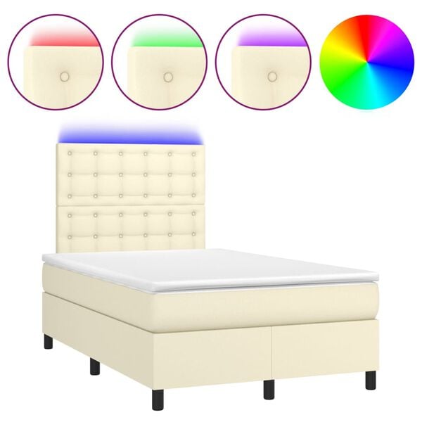 vidaXL &Kappa;&rho;&epsilon;&beta;ά&tau;&iota; Boxspring &mu;&epsilon; &Sigma;&tau;&rho;ώ&mu;&alpha; & LED &Kappa;&rho;&epsilon;&mu; 120x200 &epsilon;&kappa;. &Sigma;&upsilon;&nu;&theta;. &Delta;έ&rho;&mu;&alpha;