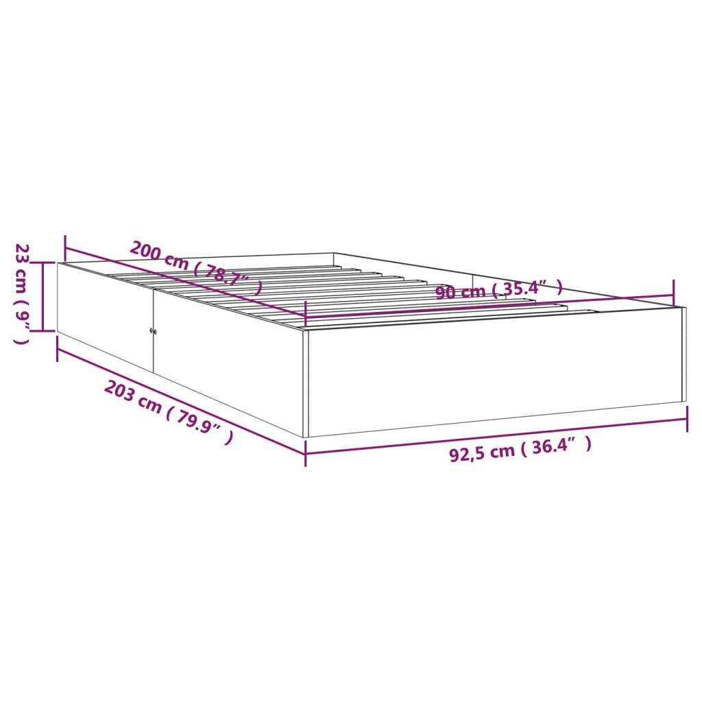 vidaXL Πλαίσιο Κρεβατιού 90 x 200 εκ. από Μασίφ Ξύλο