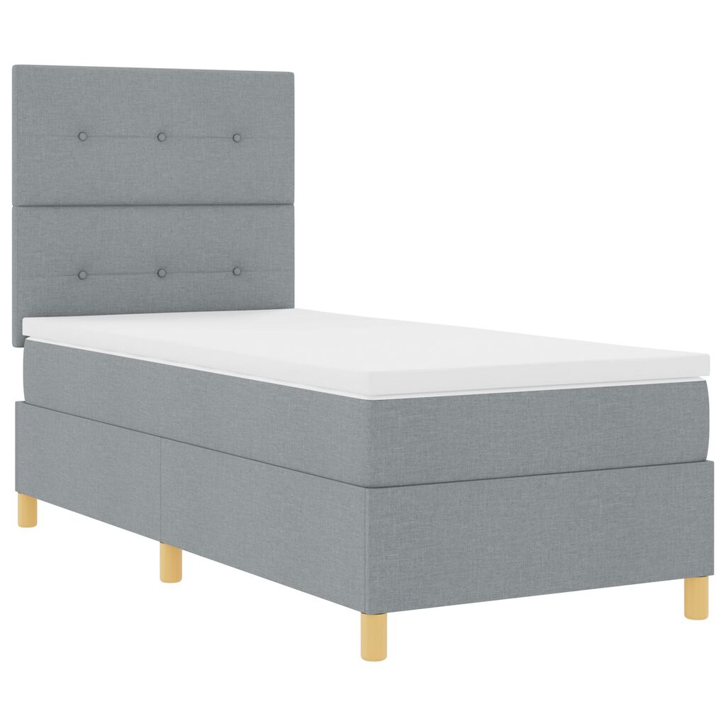 vidaXL Κρεβάτι Box Spring με Στρώμα Ανοιχτό Γκρι 90x200 εκ Ύφασμα