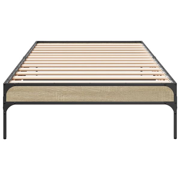 vidaXL Πλαίσιο Κρεβατιού Sonoma Δρυς 90x200 εκ. Επεξ. Ξύλο & Μέταλλο