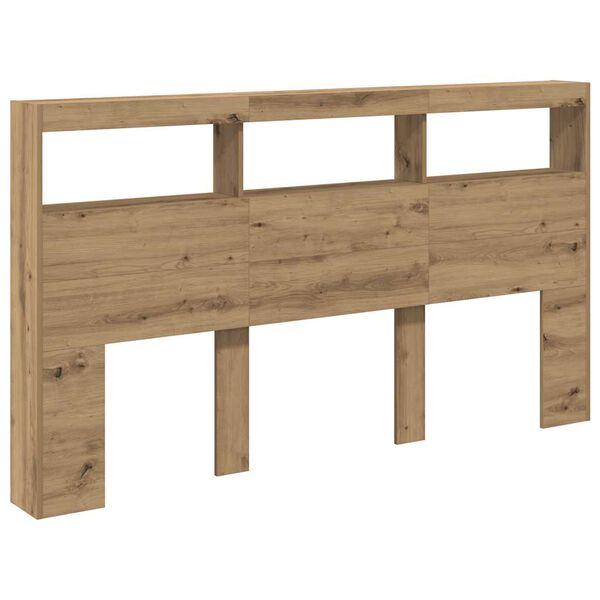 vidaXL Κεφαλάρι με Αποθηκευτικό Χώρο & LED Artisan Δρυς 180x17x102 εκ.