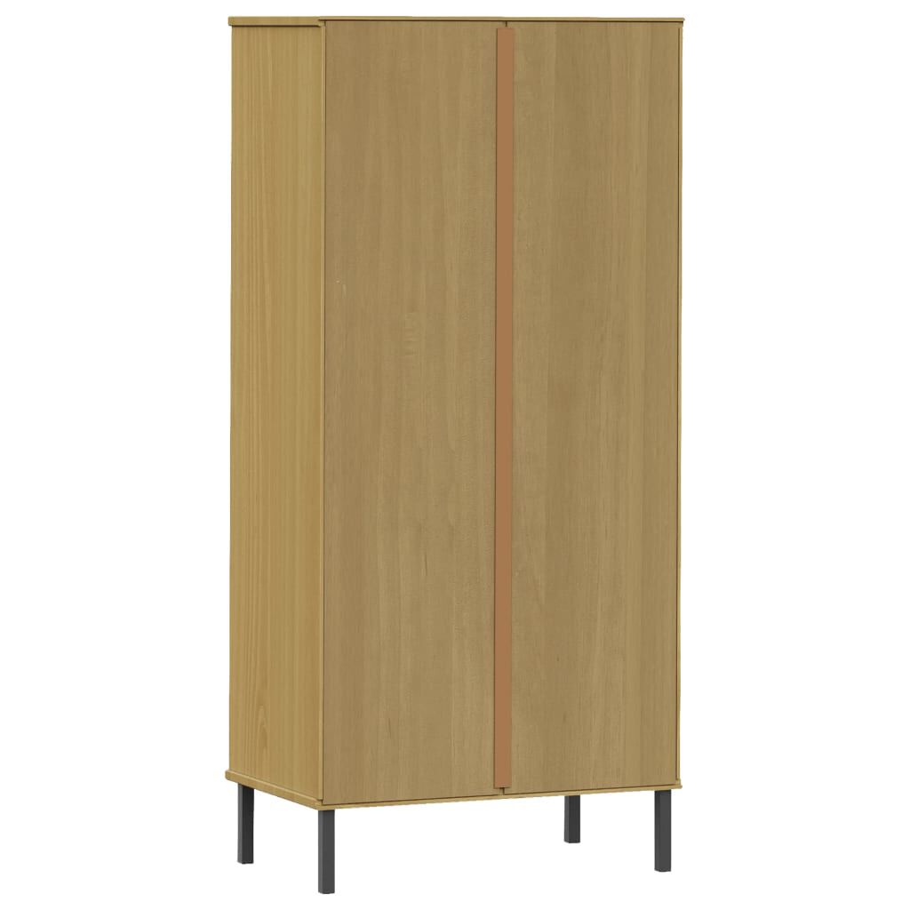 vidaXL Βιβλιοθήκη OSLO με 2 Συρτάρια Καφέ 60x35x128,5 εκ. Μασίφ Ξύλο