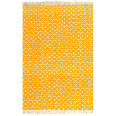 vidaXL Κιλίμι με Σχέδια Κίτρινο 160 x 230 εκ. Βαμβακερό