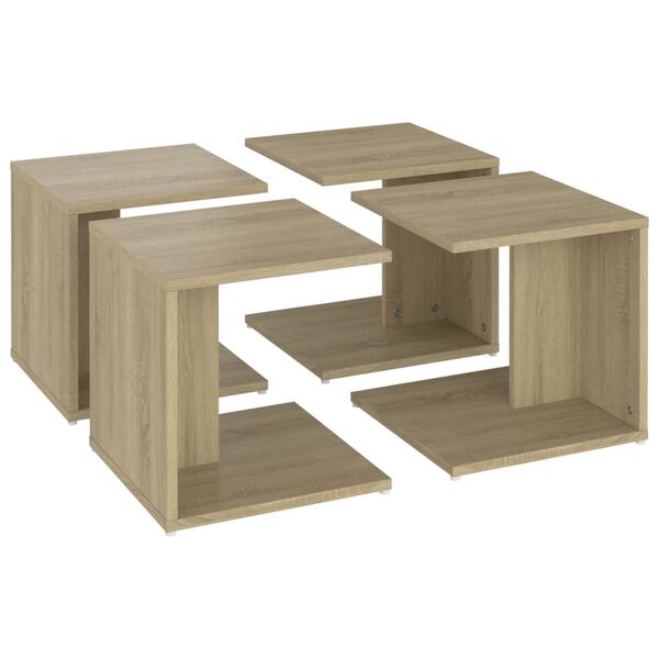 vidaXL Τραπεζάκια Σαλονιού 4 τεμ. Sonoma Δρυς 33x33x33 εκ. Επεξ. Ξύλο