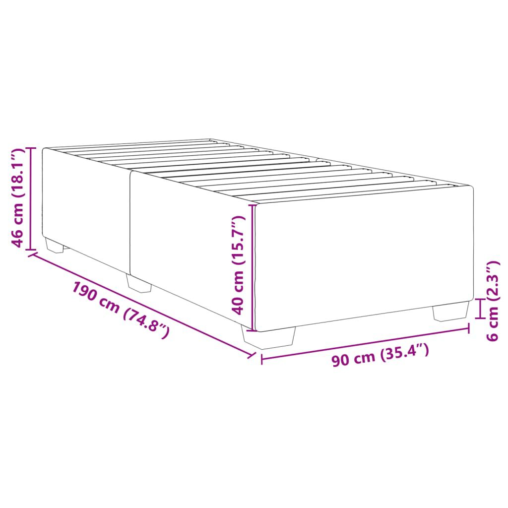 vidaXL Σκελετός Κρεβατιού Χωρίς Στρώμα Μπλε 90x190 εκ. Υφασμάτινο