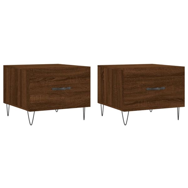 vidaXL Τραπεζάκια Σαλονιού 2 τεμ Brown Oak 50x50x40 εκ Επεξ. Ξύλο