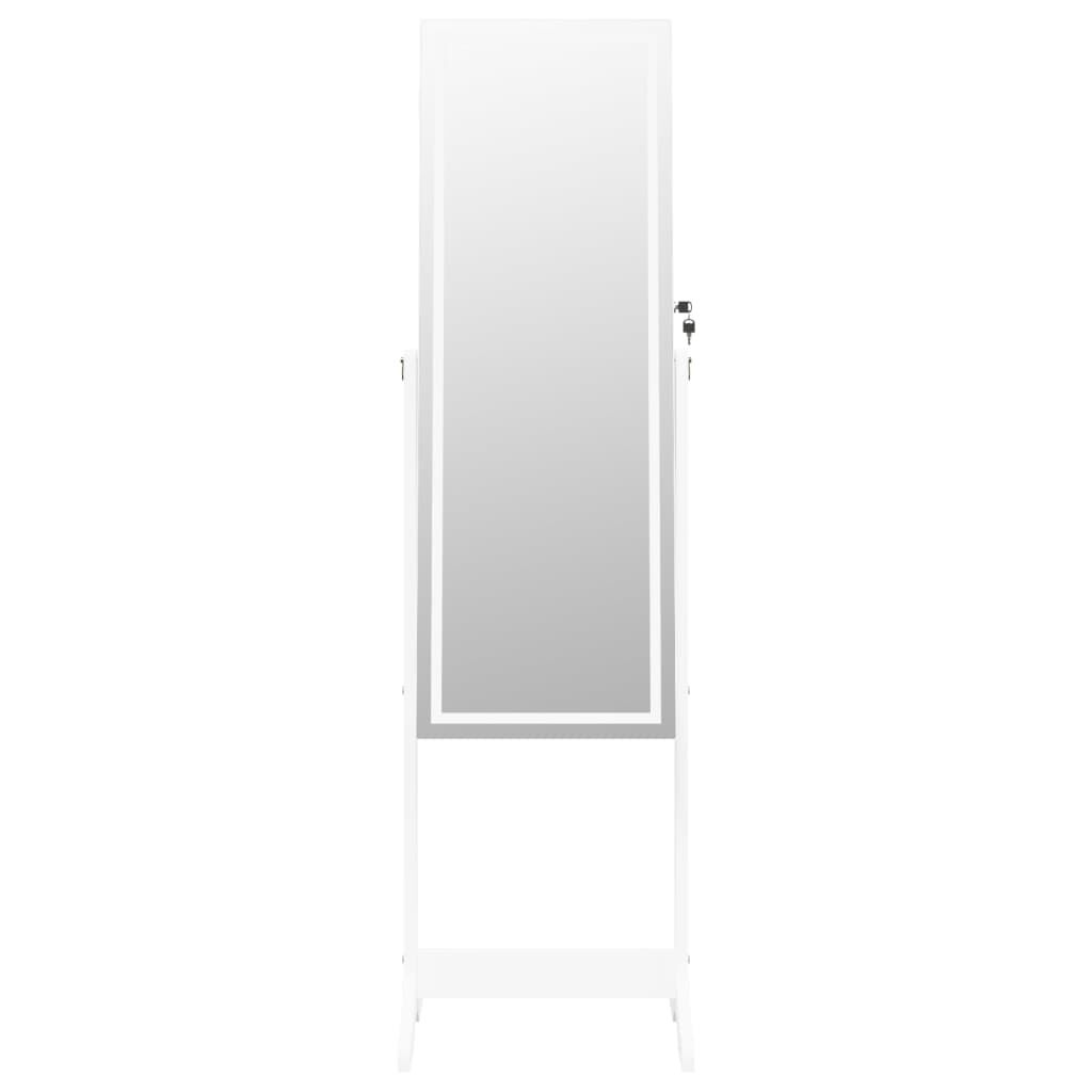 vidaXL Έπιπλο Κοσμημάτων με Καθρέφτη & LED Φώτα Επιδαπέδιο Λευκό