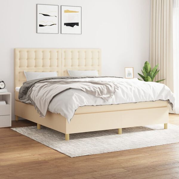 vidaXL &Kappa;&rho;&epsilon;&beta;ά&tau;&iota; Boxspring &mu;&epsilon; &Sigma;&tau;&rho;ώ&mu;&alpha; &Kappa;&rho;&epsilon;&mu; 180x200 &epsilon;&kappa;. &Upsilon;&phi;&alpha;&sigma;&mu;ά&tau;&iota;&nu;&omicron;