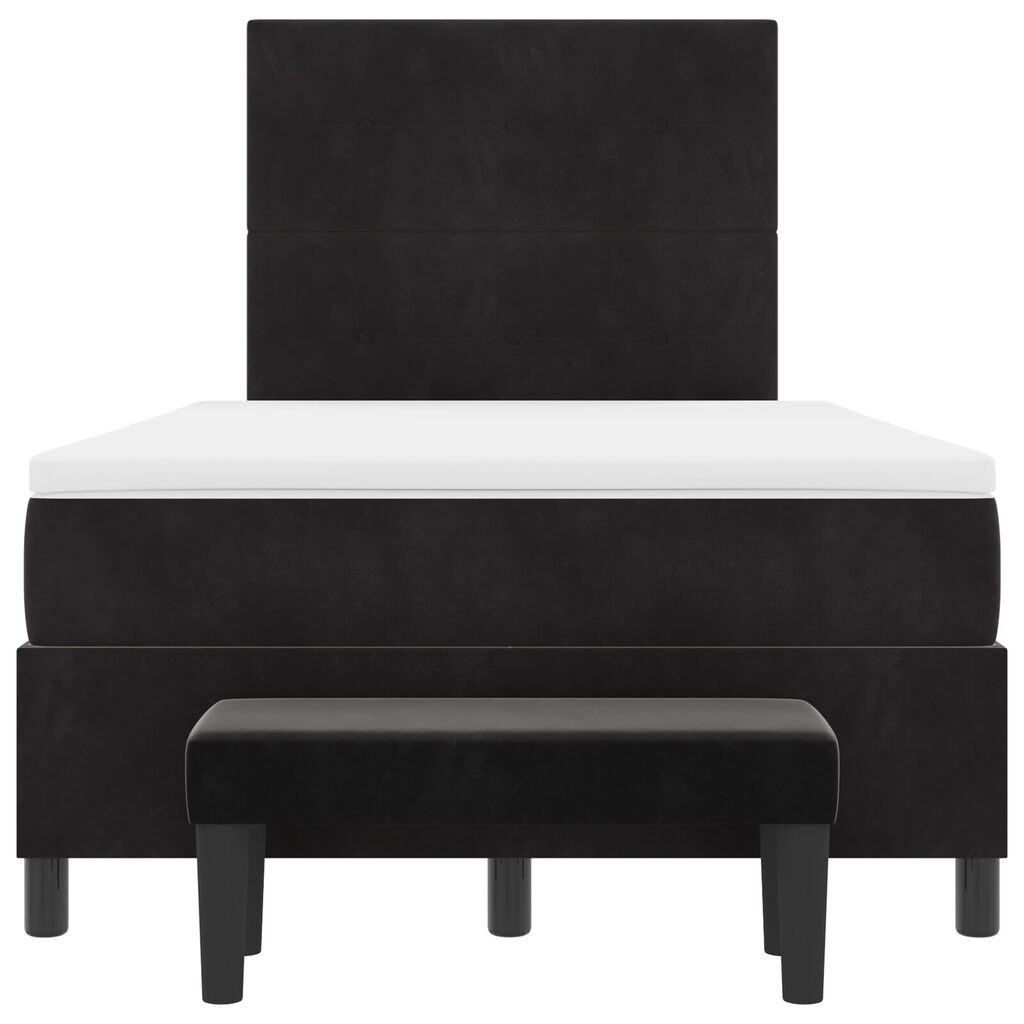 vidaXL Κρεβάτι Box Spring με Στρώμα & Πάγκο Μαύρο 120x200 εκ. Βελούδο