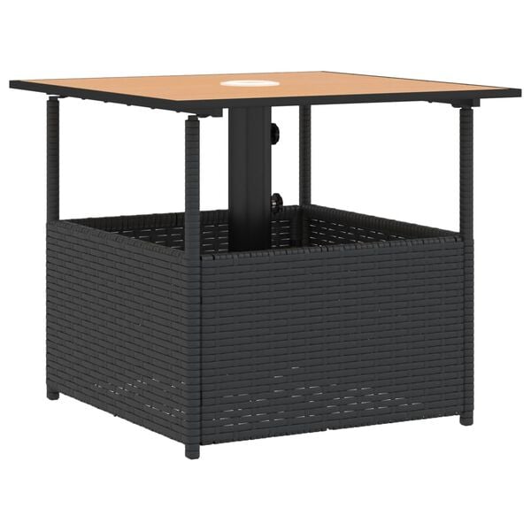 vidaXL Τραπέζι Κήπου με Οπή Ομπρέλας Μαύρο 55x55x46,5εκ. Συνθ. Ρατάν