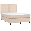 vidaXL Κρεβάτι Boxspring Στρώμα&LED Καπουτσίνο 140x190 εκ. Συνθ. Δέρμα