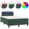vidaXL Κρεβάτι Boxspring με Στρώμα & LED Σκ. Πράσινο 120x200εκ Βελούδο