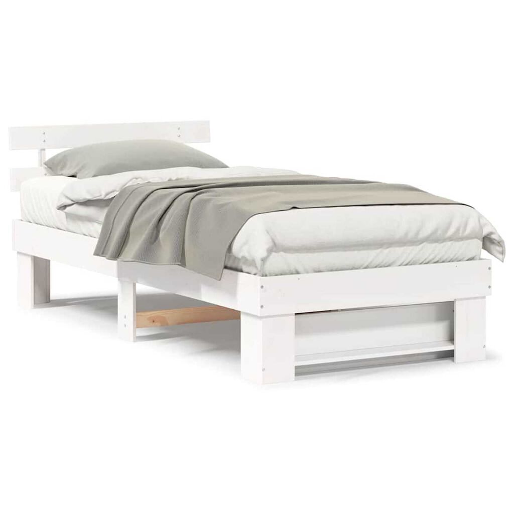 vidaXL Σκελετός Κρεβατιού Λευκό 90 x 190 cm Μασίφ ξύλο πεύκου