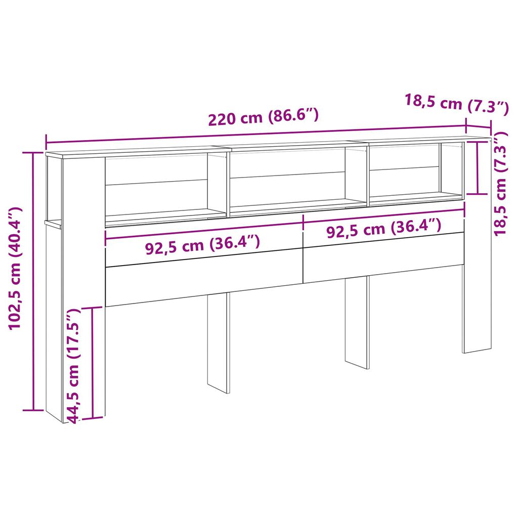 vidaXL Κεφαλάρι Ντουλάπι Τεχνολογίας Δρυς 220x18,5x104,5 εκ.