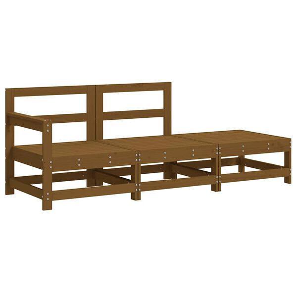 vidaXL Σετ Σαλονιού Κήπου 3 Τεμαχίων με Μαξιλάρια Μελί από Μασίφ Ξύλο