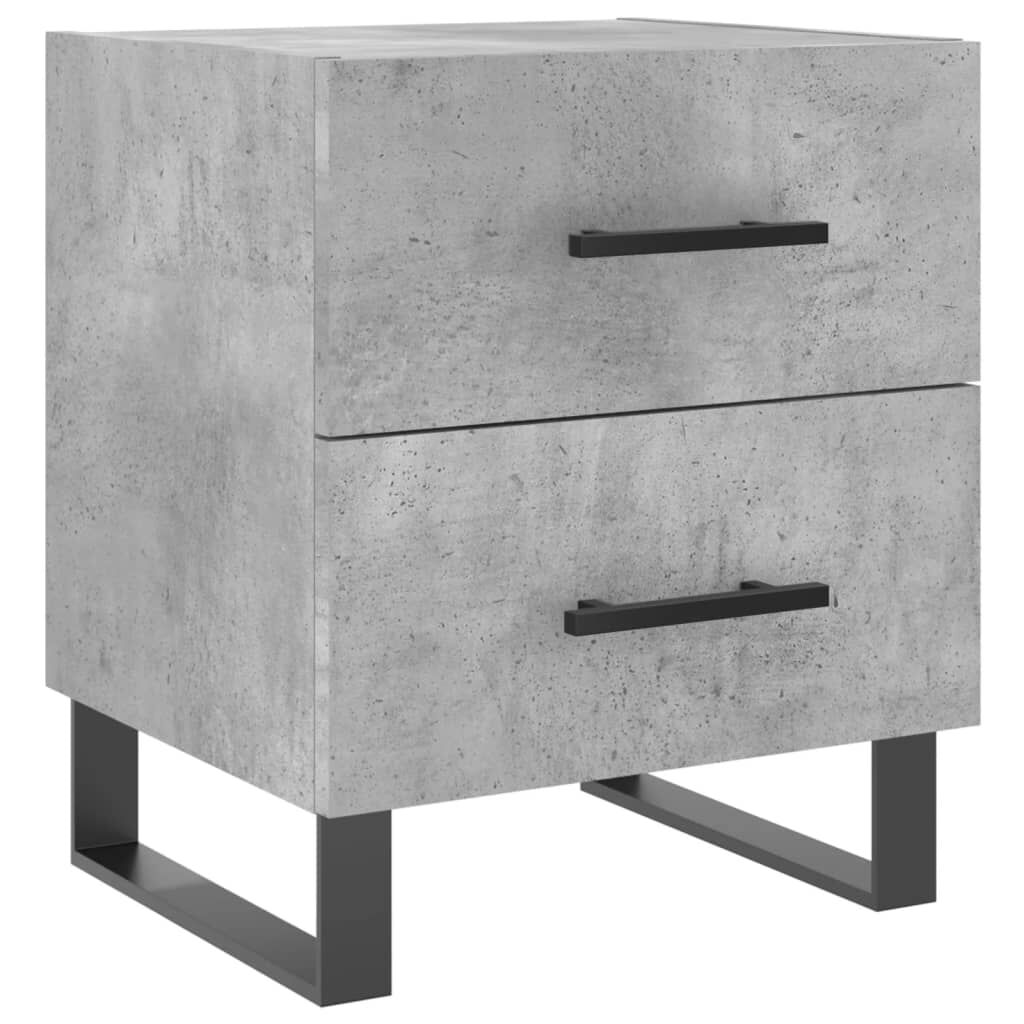 vidaXL Κομοδίνα 2 τεμ. Γκρι Σκυροδεμ. 40 x 35 x 47,5 εκ. Επεξεργ. Ξύλο