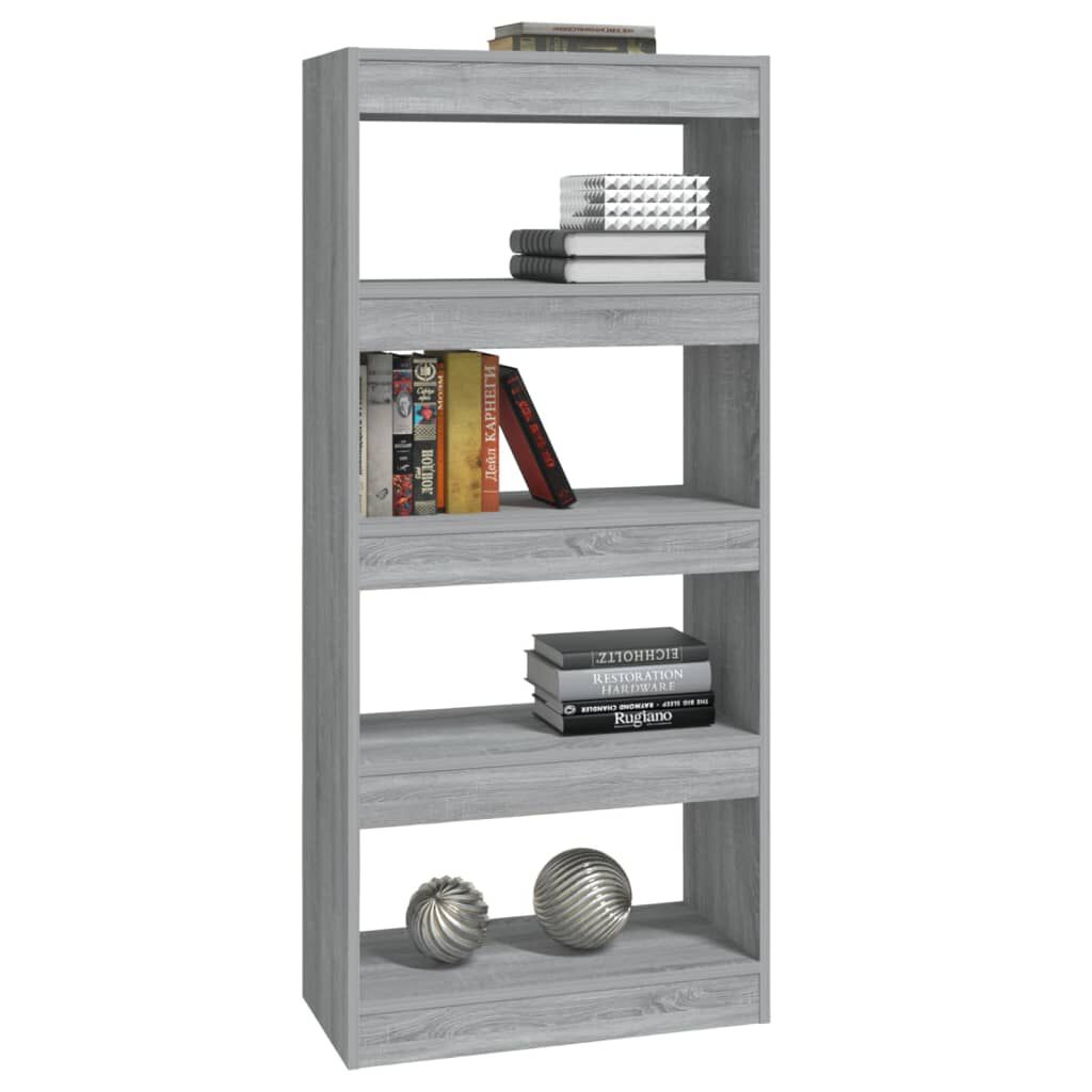 vidaXL Βιβλιοθήκη/Διαχωρ. Χώρου Γκρι Sonoma 60x30x135 εκ Επεξεργ. Ξύλο