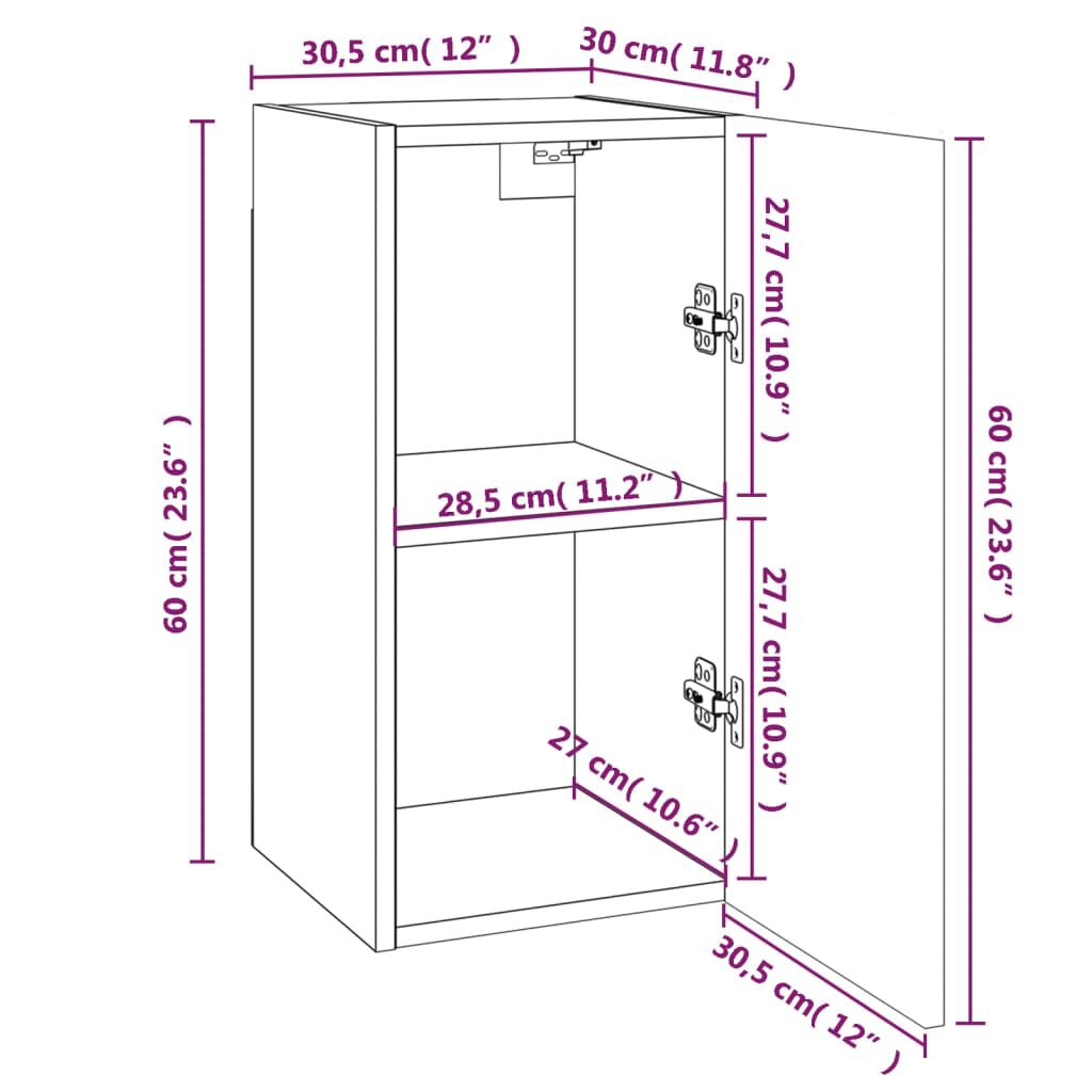 vidaXL Έπιπλα Τηλεόρασης 4 τεμ. Καφέ Δρυς 30,5x30x36 εκ. Επεξ. Ξύλο