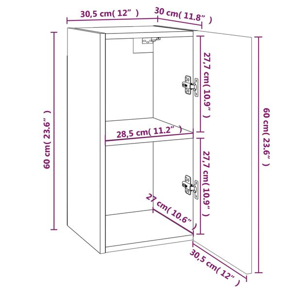 vidaXL Έπιπλα Τηλεόρασης 4 τεμ. Καφέ Δρυς 30,5x30x36 εκ. Επεξ. Ξύλο