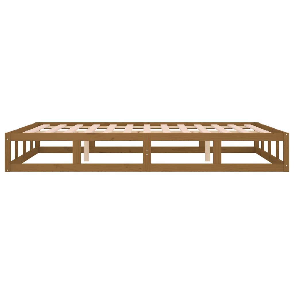 vidaXL Σκελετός κρεβατιού Honey Brown 150x200 cm King Size Μασίφ Ξύλο