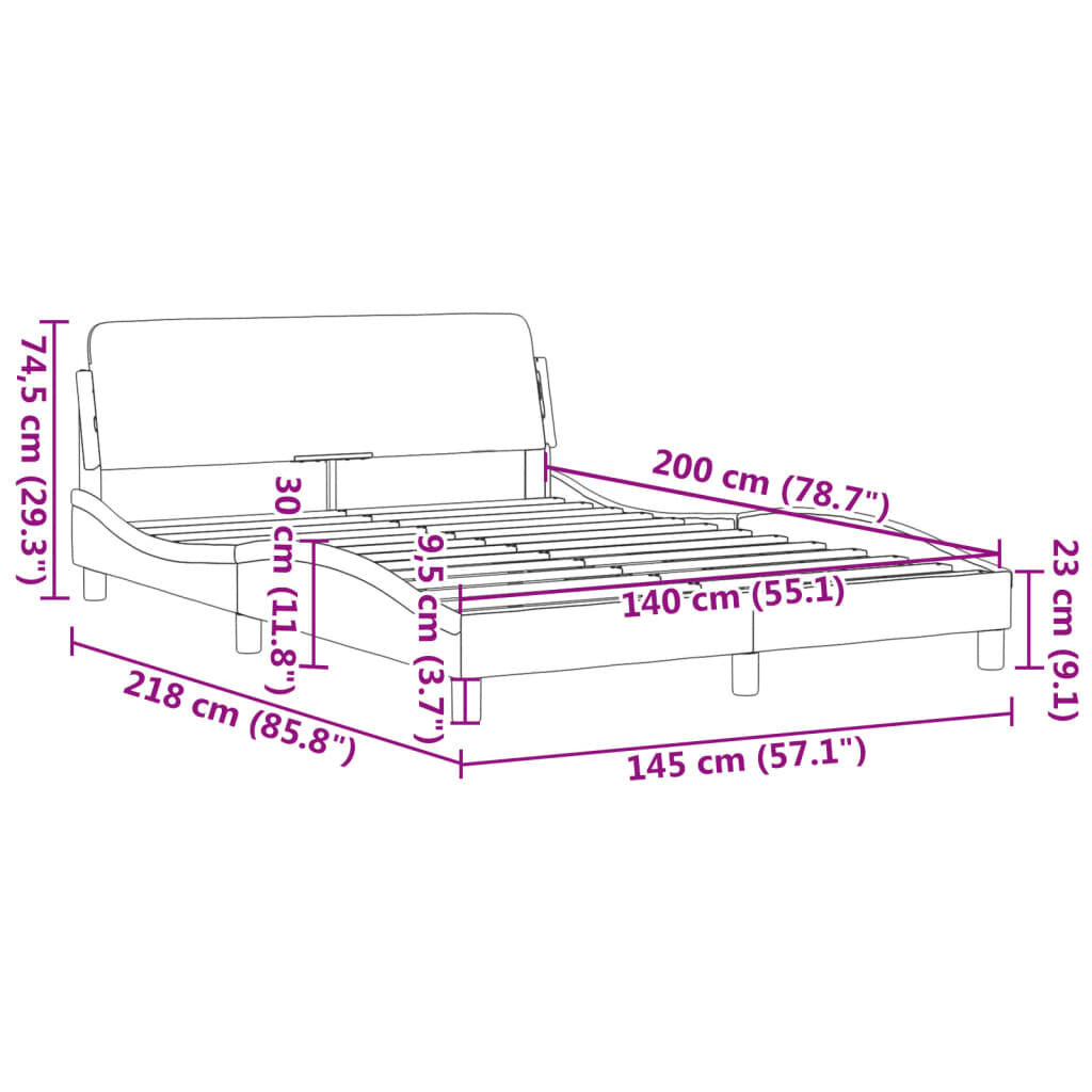 vidaXL Πλαίσιο Κρεβατιού με Κεφαλάρι Λευκό 140x200 εκ. Συνθετικό Δέρμα