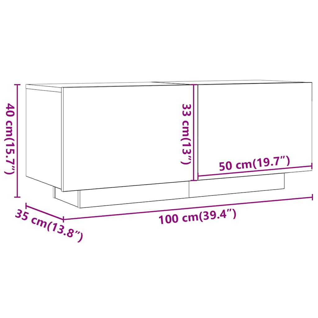 vidaXL Έπιπλο Τηλεόρασης Καφέ Δρυς 100x35x40 εκ. Επεξεργασμένο Ξύλο