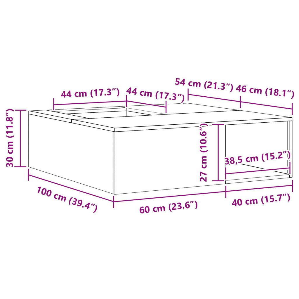 vidaXL Φωτιά με αποθήκευση ξύλων 100x100x30 εκ. Ατσάλι που καιρικά προσαρμόζεται