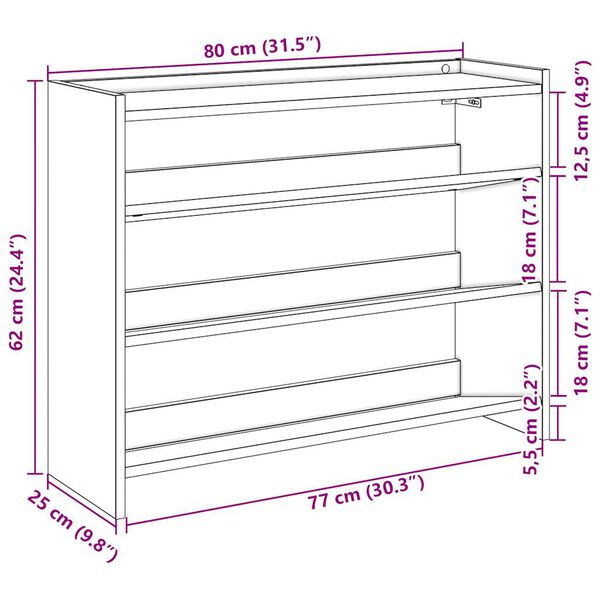 Ράφι παπουτσιών vidaXL Γκρι μπετόν 80x25x62 cm Κατασκευασμένο ξύλο