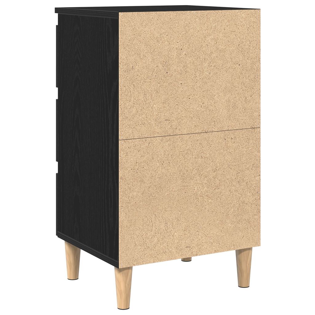 vidaXL Κομοδίνο με Ξύλινο Πόδι Μαύρη Δρυς 40x35x69 εκ