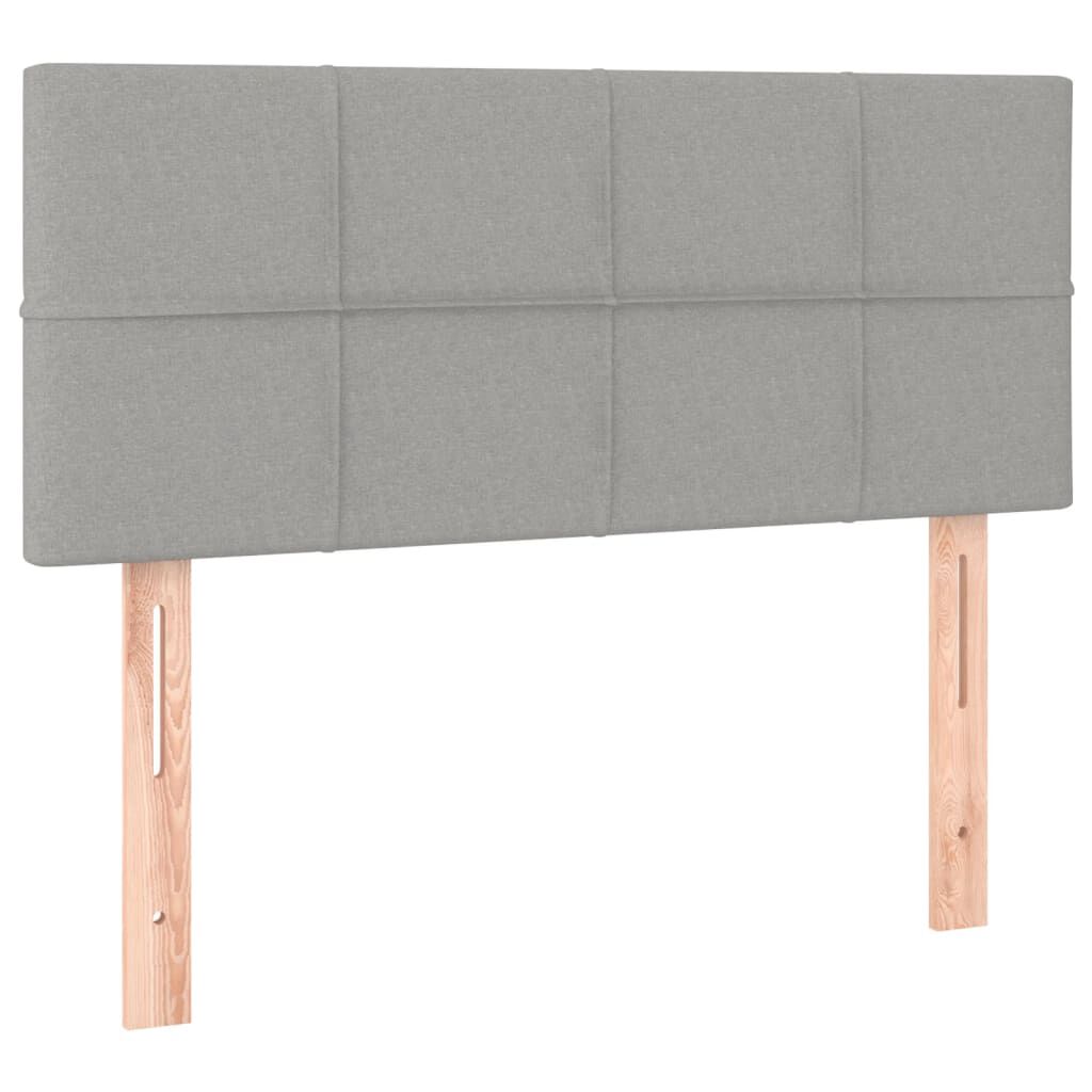 vidaXL Κρεβάτι Boxspring με Στρώμα & LED Αν.Γκρι 90x200 εκ. Υφασμάτινο