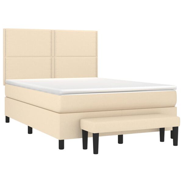 vidaXL &Kappa;&rho;&epsilon;&beta;ά&tau;&iota; Boxspring &mu;&epsilon; &Sigma;&tau;&rho;ώ&mu;&alpha; &Kappa;&rho;&epsilon;&mu; 140x200 &epsilon;&kappa;. &Upsilon;&phi;&alpha;&sigma;&mu;ά&tau;&iota;&nu;&omicron;