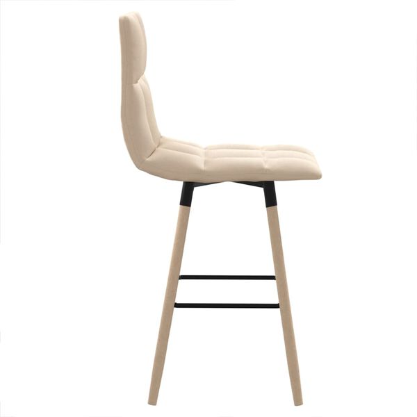 vidaXL Σκαμπό Μπαρ 2 τεμ. Κρεμ Υφασμάτινα