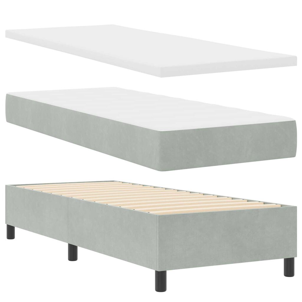 vidaXL Κρεβάτι Box Spring LED με Στρώμα Ανοιχτό γκρι 80 x 200 cm