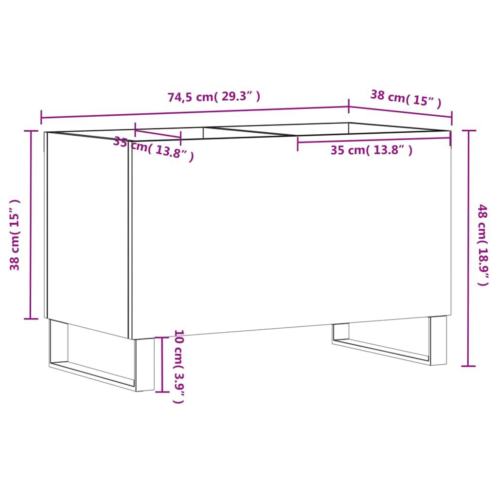 vidaXL Δισκοθήκη Γυαλιστερή Λευκή 74,5x38x48 εκ. Επεξεργασμένο Ξύλο