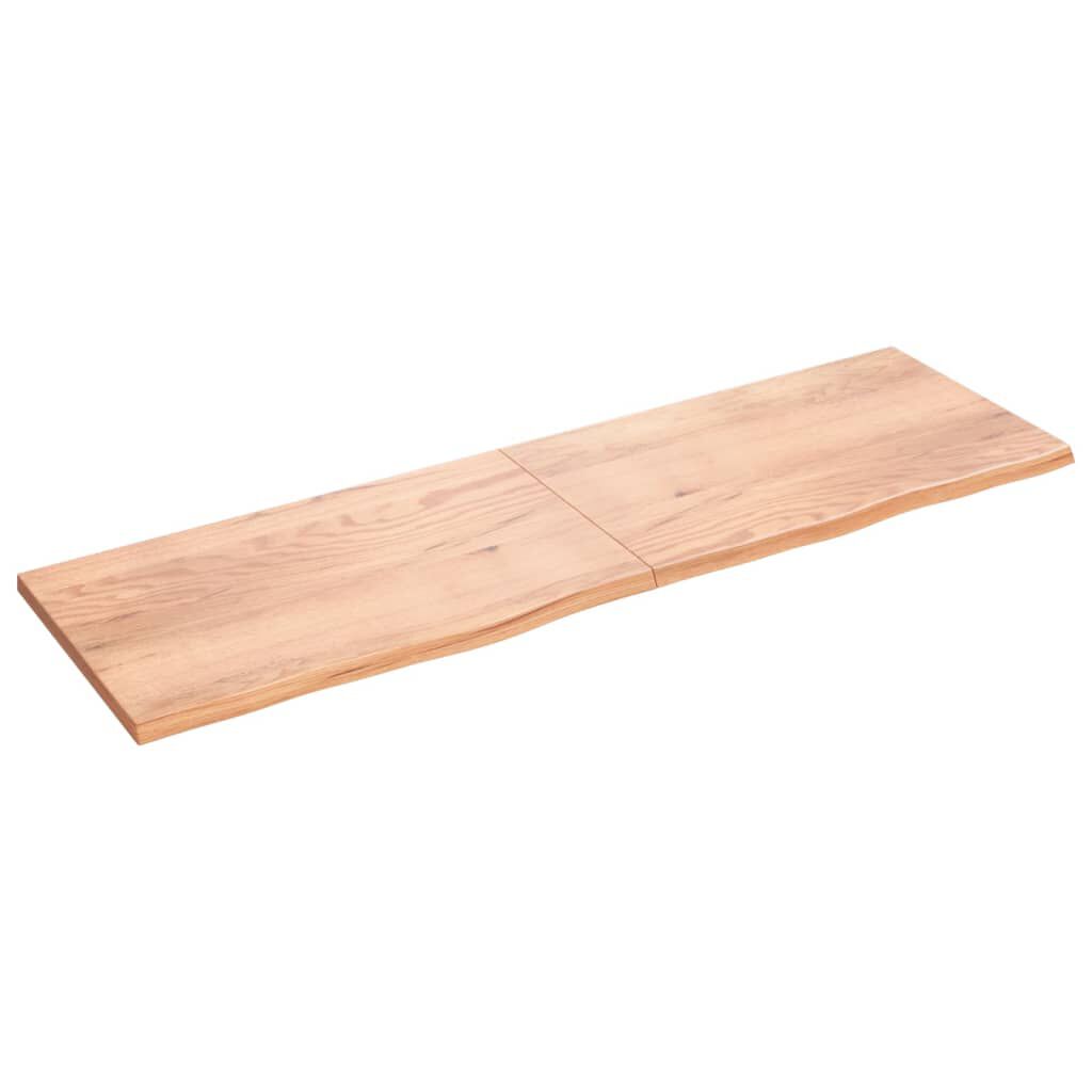 vidaXL Ράφι Τοίχου Ανοιχτό Καφέ 200x60x(2-4)εκ. Επεξ. Μασίφ Ξύλο Δρυός