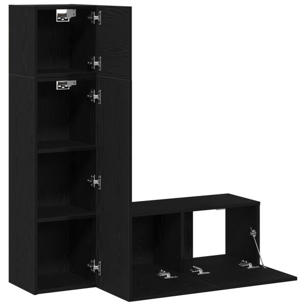 vidaXL Σετ επίπλου τηλεόρασης 3 pcs Μαύρη δρυς 130.5 x 30 x 140 εκ