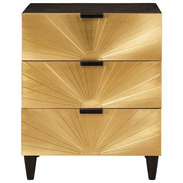 vidaXL Κομοδίνο με συρτάρι Μαύρο και Χρυσό 50 x 33 x 60 εκ