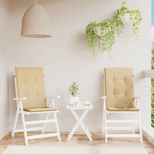 vidaXL Μαξιλάρια Καρέκλας με Πλάτη 2 τεμ. Μπεζ 120x50x7 εκ. Ύφασμα