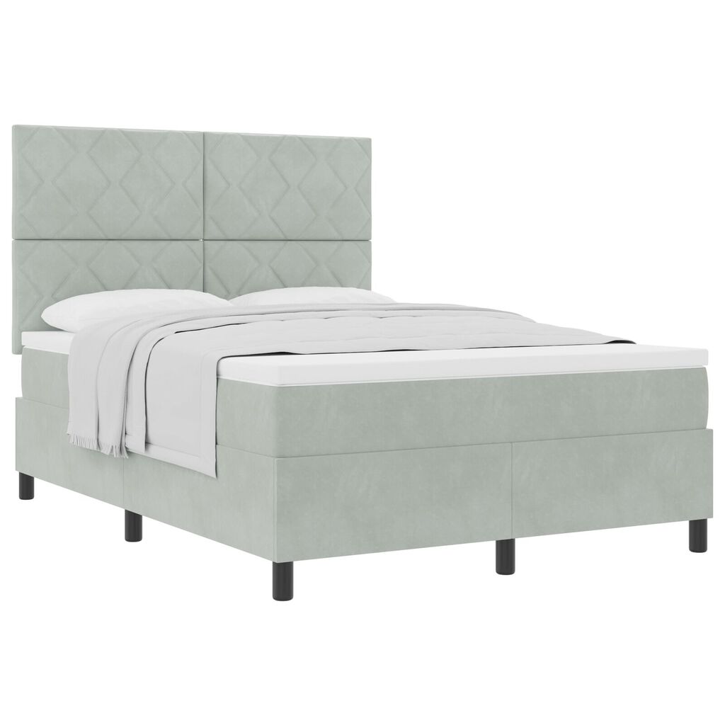 vidaXL Κρεβάτι με Στρώμα Light Grey 160x200 cm Βελούδο