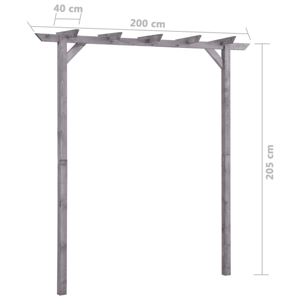 vidaXL Πέργκολα Κήπου Γκρι 200 x 40 x 205 εκ. Εμποτισμένο Ξύλο Πεύκου
