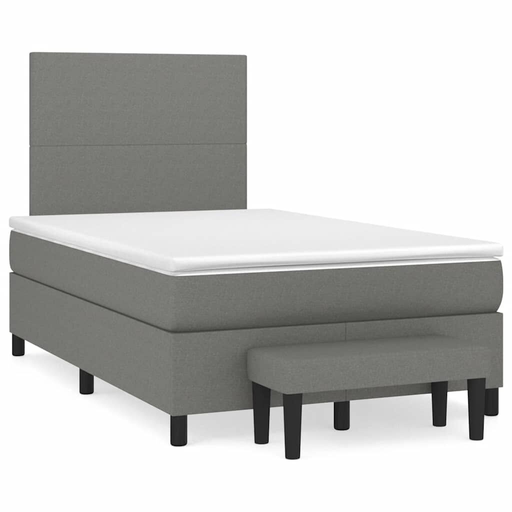 vidaXL Κρεβάτι Boxspring με Στρώμα Σκούρο Γκρι 120x190 εκ Υφασμάτινο